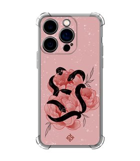 Funda Antigolpe [ iPhone 14 Pro ] Dibujo Esotérico [ Tentación Floral - Rosas con Serpientes ] Esquina Reforzada Silicona 1.5mm