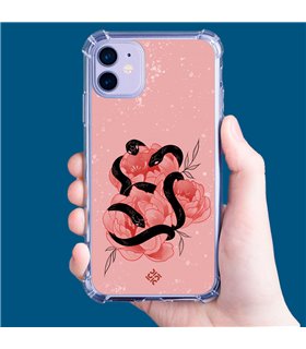 Funda Antigolpe [ iPhone 14 Pro ] Dibujo Esotérico [ Tentación Floral - Rosas con Serpientes ] Esquina Reforzada Silicona 1.5mm