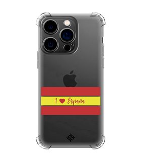 Funda Antigolpe [ iPhone 14 Pro ] Dibujo Auténtico [ I Love España ] Esquina Reforzada Silicona 1.5mm Transparente