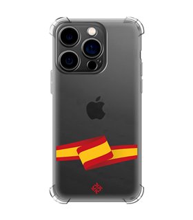 Funda Antigolpe [ iPhone 14 Pro ] Dibujo Auténtico [ Bandera España ] Esquina Reforzada Silicona 1.5mm Transparente
