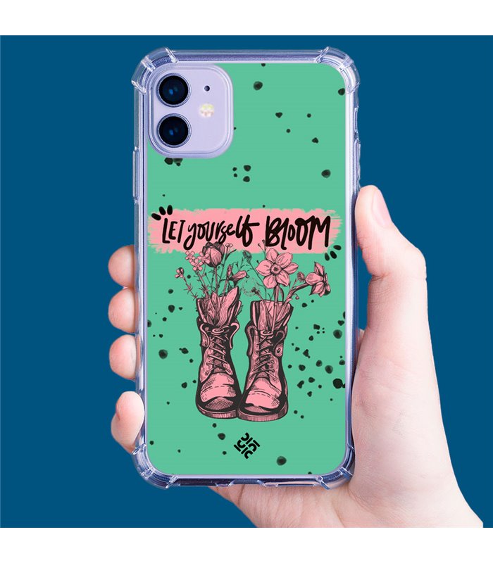 Funda Antigolpe [ iPhone 14 Pro ] Dibujo Frases Guays [ Botas Let Yourself Bloom ] Esquina Reforzada Silicona Transparente