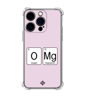 Funda Antigolpe [ iPhone 14 Pro ] Dibujo Frases Guays [ Oxigeno + Magnesio - OMG ] Esquina Reforzada Silicona 1.5 Transparente