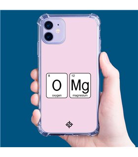 Funda Antigolpe [ iPhone 14 Pro ] Dibujo Frases Guays [ Oxigeno + Magnesio - OMG ] Esquina Reforzada Silicona 1.5 Transparente