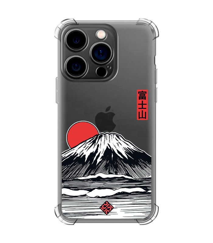 Funda Antigolpe [ iPhone 14 Pro ] Dibujo Japones [ Monte Fuji ] Esquina Reforzada Silicona 1.5mm Transparente