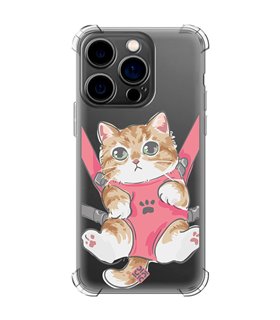 Funda Antigolpe [ iPhone 14 Pro ] Dibujo Mascotas [ Gatito Colgante ] Esquina Reforzada Silicona 1.5mm Transparente