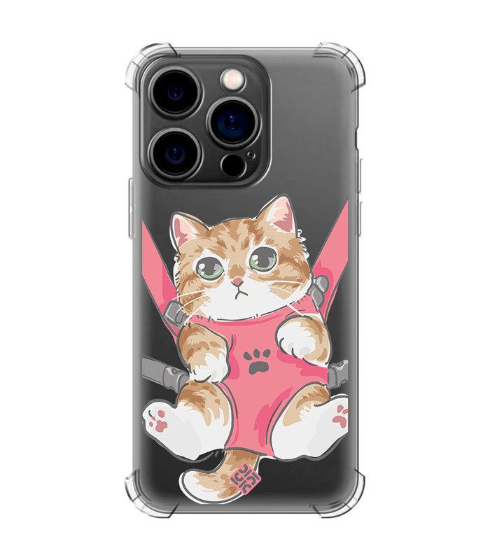 Funda Antigolpe [ iPhone 14 Pro ] Dibujo Mascotas [ Gatito Colgante ] Esquina Reforzada Silicona 1.5mm Transparente