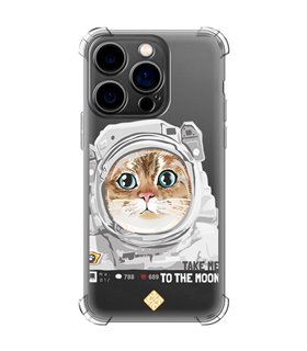 Funda Antigolpe [ iPhone 14 Pro ] Dibujo Mascotas [ Gato Astronauta - Take Me To The Moon ] Esquina Reforzada Silicona 1.5mm