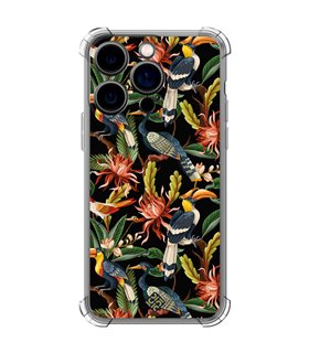 Funda Antigolpe [ iPhone 14 Pro ] Dibujo Mascotas [ Estampado Aves y Hojas y Flores Tropicales ] Esquina Reforzada Silicona 1.5