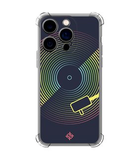 Funda Antigolpe [ iPhone 14 Pro ] Diseño Música [ Dibujo Disco de Vinilo ] Esquina Reforzada Silicona 1.5mm Transparente