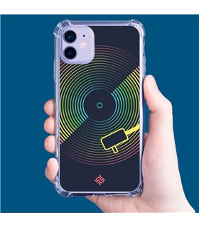 Funda Antigolpe [ iPhone 14 Pro ] Diseño Música [ Dibujo Disco de Vinilo ] Esquina Reforzada Silicona 1.5mm Transparente