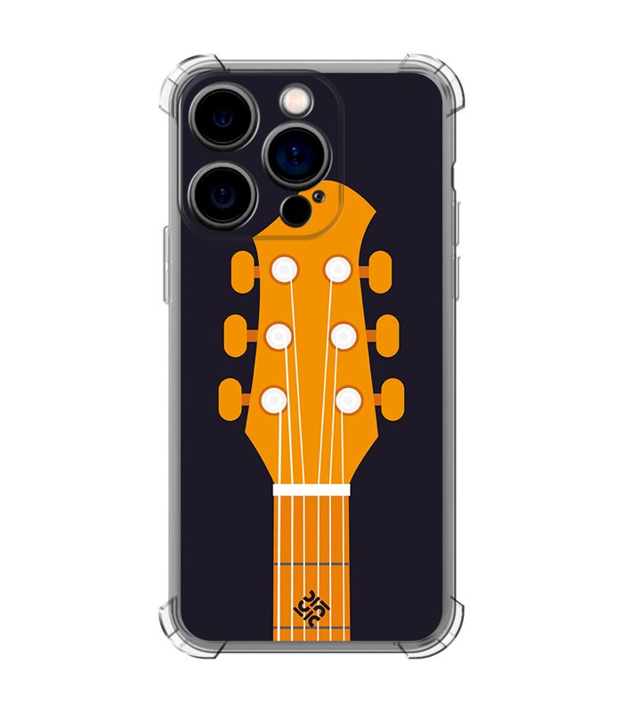 Funda Antigolpe [ iPhone 14 Pro ] Diseño Música [ Mástil y Pala de Guitarra ] Esquina Reforzada Silicona 1.5mm Transparente