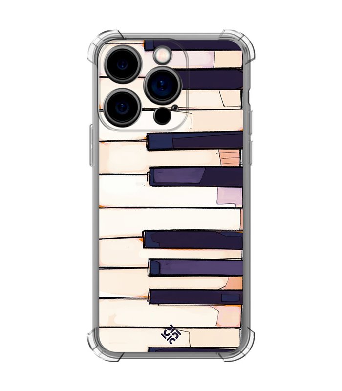 Funda Antigolpe [ iPhone 14 Pro ] Diseño Música [ Teclas de Piano ] Esquina Reforzada Silicona 1.5mm Transparente