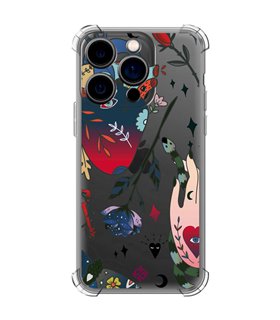 Funda Antigolpe [ iPhone 14 Pro ] Dibujo Tendencias [ Doodle Tatuaje Esotérico ] Esquina Reforzada Silicona 1.5mm Transparente