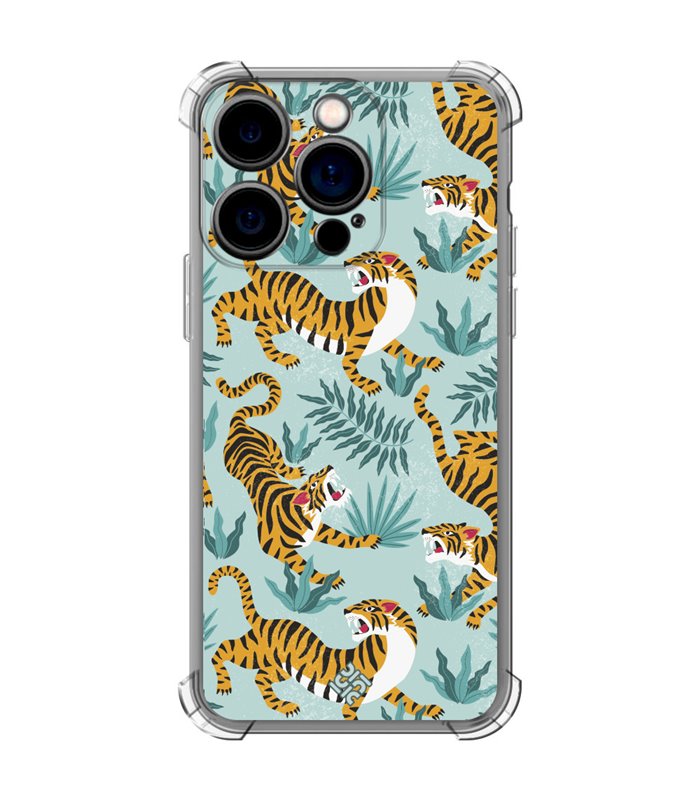 Funda Antigolpe [ iPhone 14 Pro ] Dibujo Tendencias [ Estampado de Tigres ] Esquina Reforzada Silicona 1.5mm Transparente