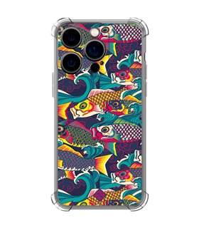 Funda Antigolpe [ iPhone 14 Pro ] Dibujo Auténtico [ Serpentina de Carpas Koinobori, Mangas de Viento ] Esquina Reforzada