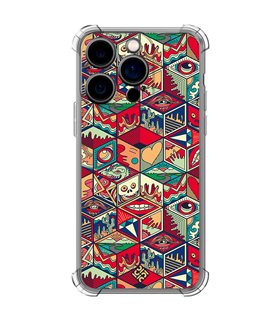 Funda Antigolpe [ iPhone 14 Pro ] Dibujo Auténtico [ Diseño Doodle Arte con Elementos Ornamentales ] Esquina Reforzada