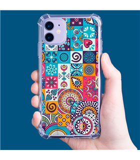Funda Antigolpe [ iPhone 14 Pro ] Dibujo Auténtico [ Collage Mosaico Mandala ] Esquina Reforzada Silicona 1.5mm Transparente