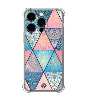 Funda Antigolpe [ iPhone 14 Pro ] Dibujo Auténtico [ Mosaico Triangular Mandala ] Esquina Reforzada Silicona 1.5mm