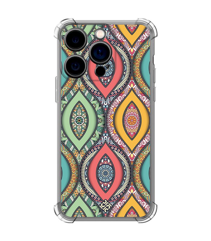 Funda Antigolpe [ iPhone 14 Pro ] Dibujo Auténtico [ Ojo de Hamsa Mandala ] Esquina Reforzada Silicona 1.5mm Transparente