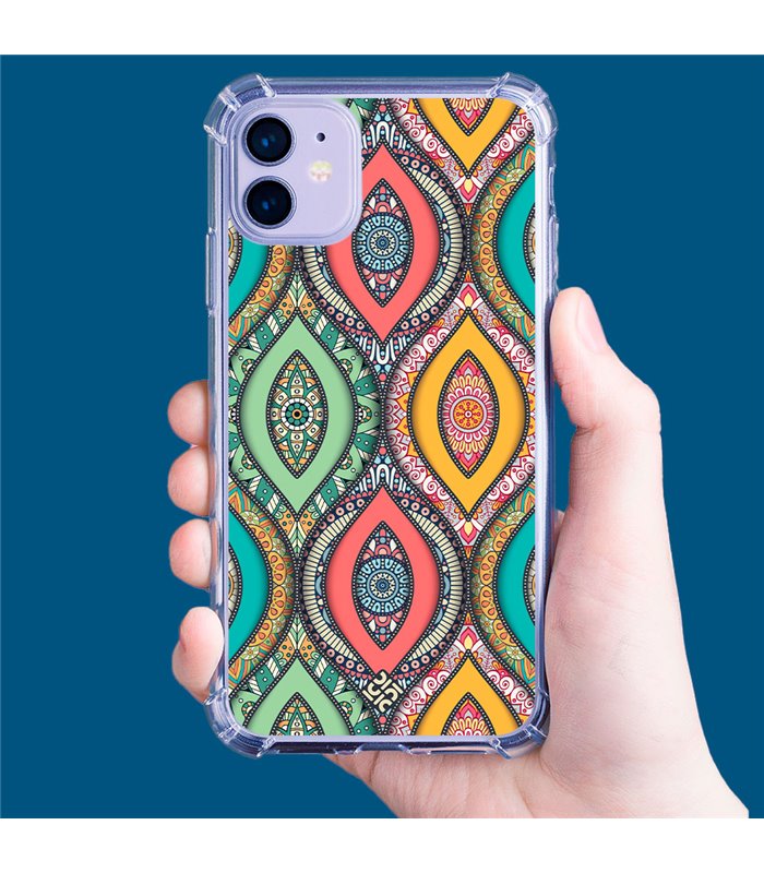 Funda Antigolpe [ iPhone 14 Pro ] Dibujo Auténtico [ Ojo de Hamsa Mandala ] Esquina Reforzada Silicona 1.5mm Transparente