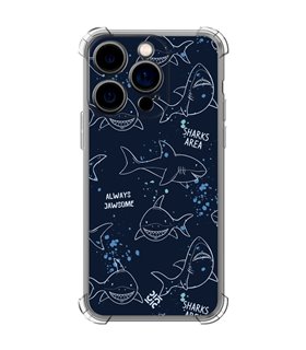 Funda Antigolpe [ iPhone 14 Pro ] Dibujo Auténtico [ Sharks Area ] Esquina Reforzada Silicona 1.5mm Transparente