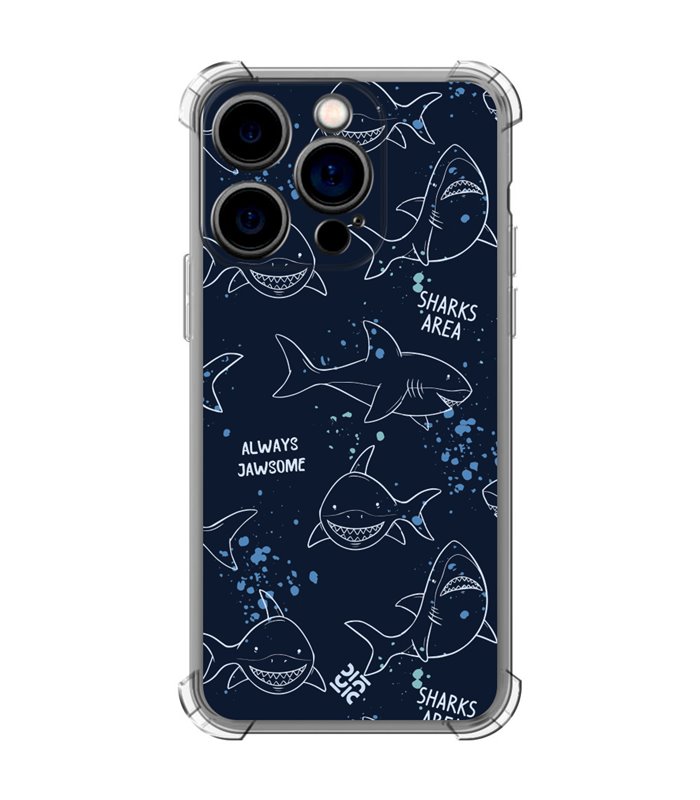Funda Antigolpe [ iPhone 14 Pro ] Dibujo Auténtico [ Sharks Area ] Esquina Reforzada Silicona 1.5mm Transparente