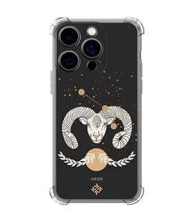 Funda Antigolpe [ iPhone 14 Pro ] Dibujo Zodiaco [ Signo Zodiacal - Aries ] Esquina Reforzada Silicona 1.5mm Transparente