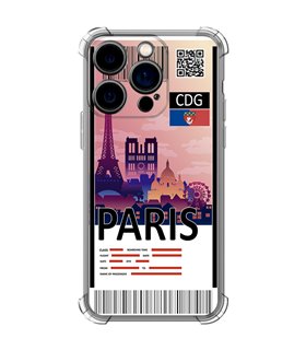 Funda Antigolpe [ iPhone 14 Pro ] Billete de Avión [ París ] Esquina Reforzada Silicona 1.5mm Transparente