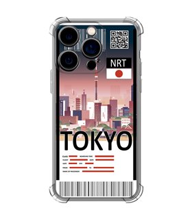 Funda Antigolpe [ iPhone 14 Pro ] Billete de Avión [ Tokio ] Esquina Reforzada Silicona 1.5mm Transparente
