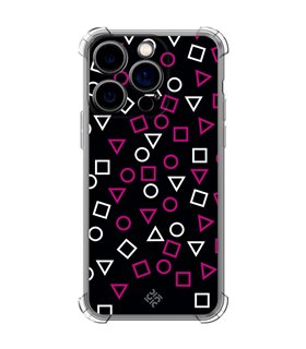 Funda Antigolpe [ iPhone 14 Pro ] Squid Game [Símbolos Mix] Esquina Reforzada Silicona 1.5mm Transparente