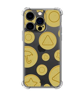 Funda Antigolpe [ iPhone 14 Pro ] Squid Game [Galletas Dalgona Candy] Esquina Reforzada Silicona 1.5mm Transparente