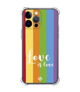 Funda Antigolpe [ iPhone 14 Pro Max ] Dibujo Auténtico [ Love is Love - Arcoiris ] Esquina Reforzada Silicona 1.5mm