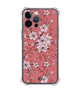Funda Antigolpe [ iPhone 14 Pro Max ] Dibujo Botánico [ Flores sakura con patron japones ] Esquina Reforzada 1.5mm