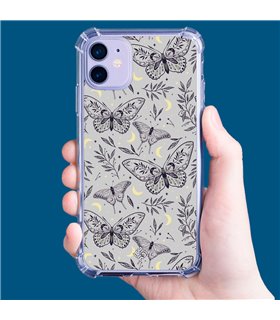 Funda Antigolpe [ iPhone 14 Pro Max ] Dibujo Esotérico [ Boho Fondo Mágico con Elementos de Espacio Gris Estrellas ] 