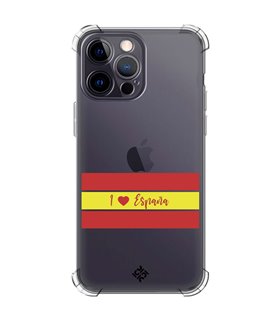 Funda Antigolpe [ iPhone 14 Pro Max ] Dibujo Auténtico [ I Love España ] Esquina Reforzada Silicona 1.5mm Transparente