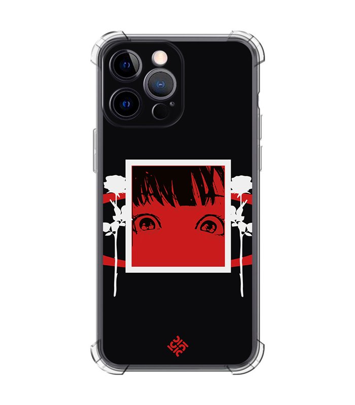 Funda Antigolpe [ iPhone 14 Pro Max ] Dibujos Frikis [ Mirada Anime, Manga Rojo Intenso ] Esquina Reforzada Silicona 1.5mm