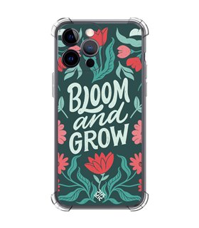 Funda Antigolpe [ iPhone 14 Pro Max ] Dibujo Frases Guays [ Flores Bloom and Grow ] Esquina Reforzada Silicona 1.5mm