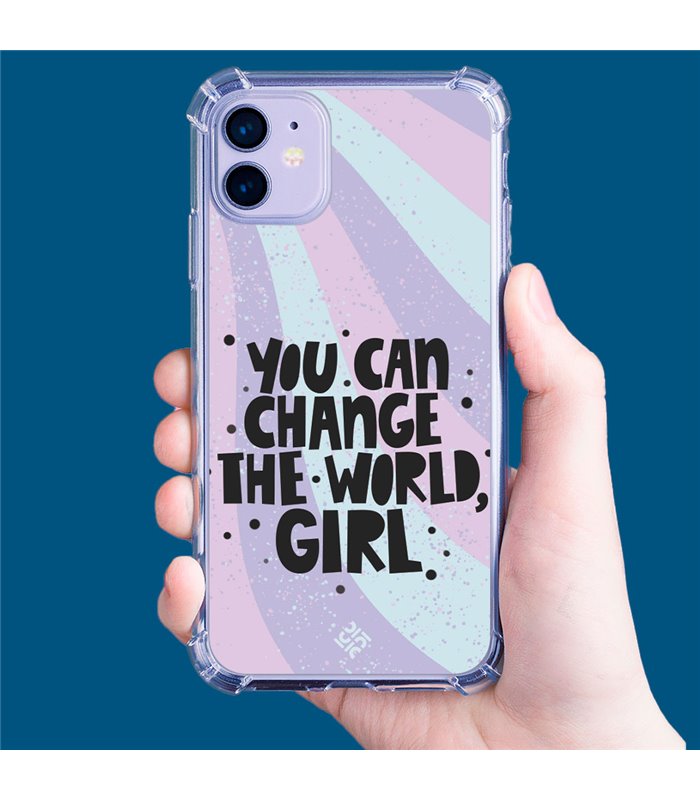 Funda Antigolpe [ iPhone 14 Pro Max ] Dibujo Frases Guays [ You Can Change The World Girl ] Esquina Reforzada Silicona 1.5mm