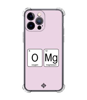 Funda Antigolpe [ iPhone 14 Pro Max ] Dibujo Frases Guays [ Oxigeno + Magnesio - OMG ] Esquina Reforzada 1.5 Transparente