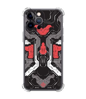 Funda Antigolpe [ iPhone 14 Pro Max ] Dibujo Gamers [ Cyberpunk Rojo y Grises ] Esquina Reforzada Silicona 1.5mm