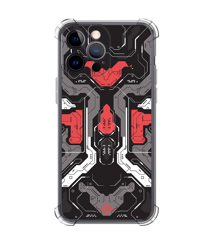 Funda Antigolpe [ iPhone 14 Pro Max ] Dibujo Gamers [ Cyberpunk Rojo y Grises ] Esquina Reforzada Silicona 1.5mm