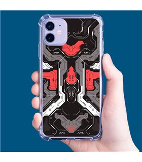 Funda Antigolpe [ iPhone 14 Pro Max ] Dibujo Gamers [ Cyberpunk Rojo y Grises ] Esquina Reforzada Silicona 1.5mm