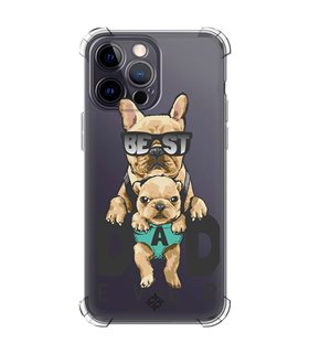 Funda Antigolpe [ iPhone 14 Pro Max ] Dibujo Mascotas [ Perro Bulldog - Best Dad Ever ] Esquina Reforzada Silicona