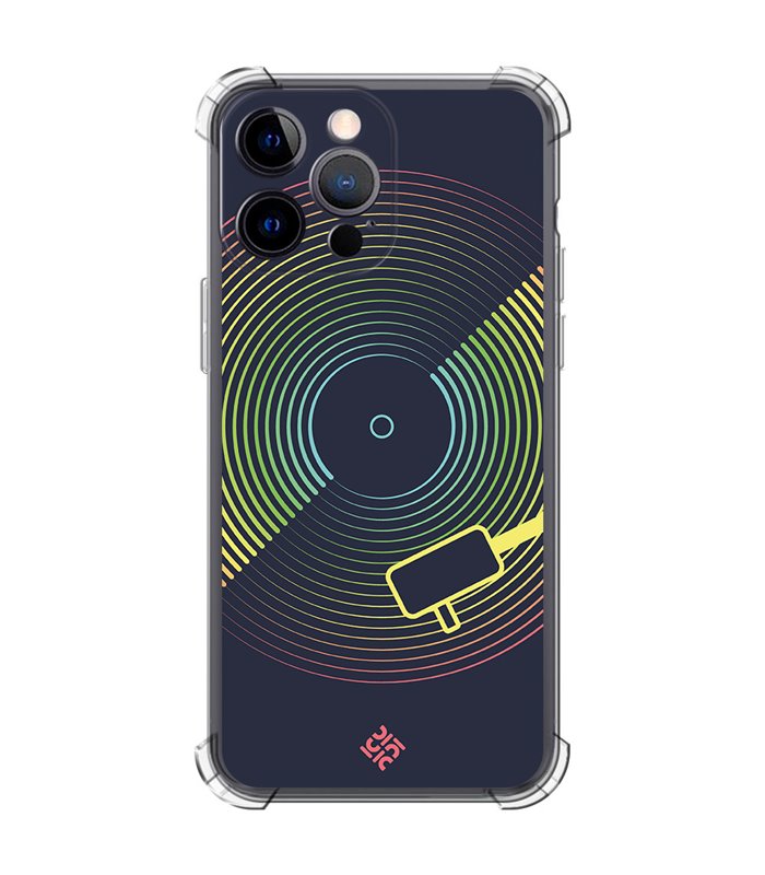 Funda Antigolpe [ iPhone 14 Pro Max ] Diseño Música [ Dibujo Disco de Vinilo ] Esquina Reforzada Silicona 1.5mm Transparente