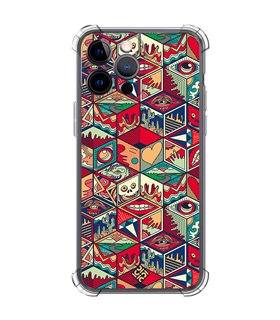 Funda Antigolpe [ iPhone 14 Pro Max ] Dibujo Auténtico [ Diseño Doodle Arte con Elementos Ornamentales ] Esquina Reforzada