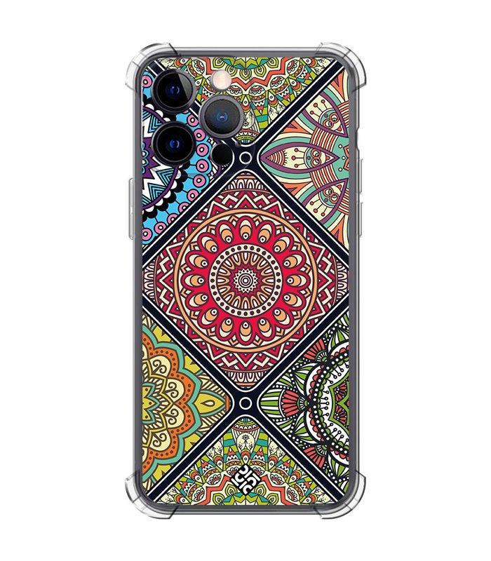 Funda Antigolpe [ iPhone 14 Pro Max ] Dibujo Auténtico [ Motivos Mandala ] Esquina Reforzada Silicona 1.5mm Transparente