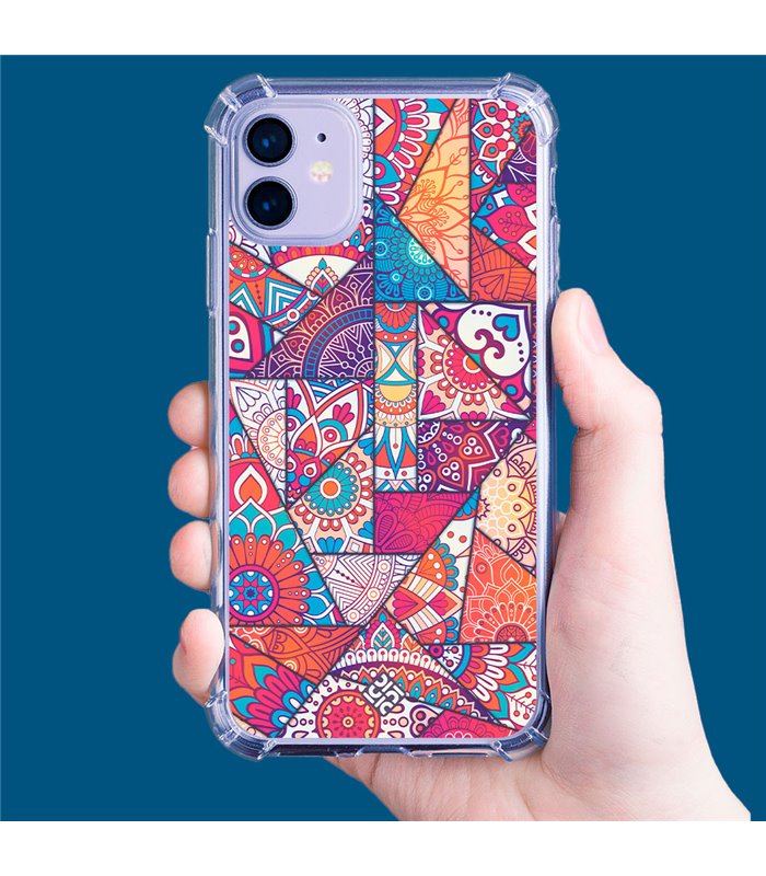 Funda Antigolpe [ iPhone 14 Pro Max ] Dibujo Auténtico [ Mosaico Vidriera Mandala ] Esquina Reforzada Silicona 1.5mm