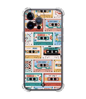 Funda Antigolpe [ iPhone 14 Pro Max ] Dibujo Auténtico [ Cintas de Cassette ] Esquina Reforzada Silicona 1.5mm Transparente