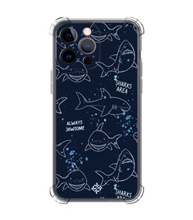 Funda Antigolpe [ iPhone 14 Pro Max ] Dibujo Auténtico [ Sharks Area ] Esquina Reforzada Silicona 1.5mm Transparente