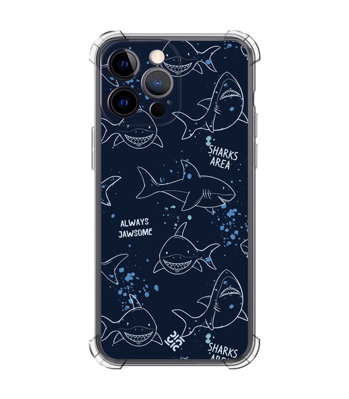 Funda Antigolpe [ iPhone 14 Pro Max ] Dibujo Auténtico [ Sharks Area ] Esquina Reforzada Silicona 1.5mm Transparente